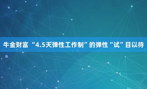 牛金财富 “4.5天弹性工作制”的弹性“试”目以待