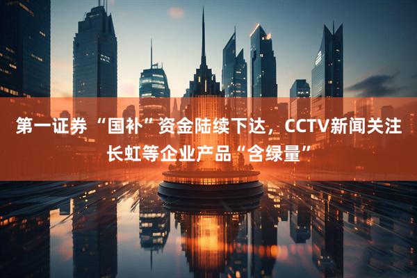 第一证券 “国补”资金陆续下达，CCTV新闻关注长虹等企业产品“含绿量”